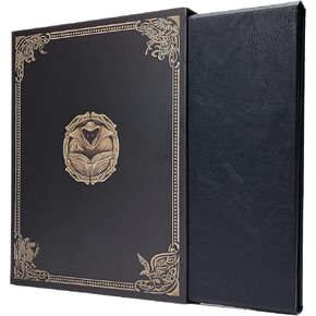 Game Master Screen - 38.5in Landscape DM Screen Compatible with Dungeons and Dragons and Other TTRPG - Faux Dragon Skin with Clear Dry Erase 8.5 x 11 Pockets - Slipcase Stores with DND Books - Black