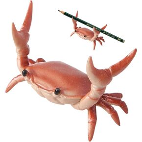Creative Cute Crab Pen Holder, Weightlifting Crabs Penholder Bracket Storage Rack, Funny Pen Holder Perfect for Back to School, Graduation Gift, Office Home Store Accessories Holder (Red)