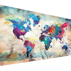 YALKIN Diamond Painting Kits for Adults, DIY Large 5D Diamond Painting World Map (31.5 x 15.7 inch) Paint by Number with Gem Art Drill Diamond Painting Kits for for Home Wall Decor