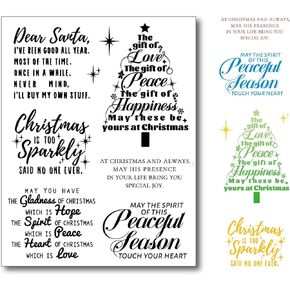 Christmas Blessing Words Clear Stamps for Card Making Christmas Sentiment Rubber Stamps Christmas Trees Verses Transparent Stamps for Scrapbooking Photo Gift Tags Paper Crafting Decoration