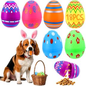 12PCS Easter Dog Toys, Dog Easter Egg Hunt for Sniff and Physical Training, Colorful Printed Interactive Dog Toys for Small/Medium/Large Puppy Pet, Easter Gift Supplies for Dogs Treats Filler (3.15'')