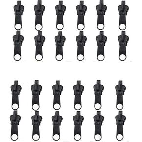 24Pcs Black Fix Zip Puller, Zip Slider Repair Instant Kit, Instant Zipper Set, Fix Zipper Removable Rescue Replacement Pack, for Sewing Clothes, Jacket, Backpacks, Fasteners