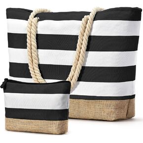 Becokan Beach Bag Personalized Gifts for Women Initial Beach Tote Bag with Makeup Bag Birthday Gift for Her Travel Essentials in Saudi Arabia