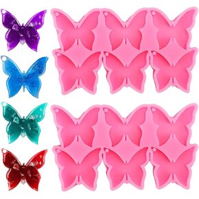 2pcs Butterfly Silicone Molds, Beautiful Butterfly Shape Epoxy Resin Casting Moulds for Keychain Earring Necklace Pendant Brooch Crafts DIY Making Display Decoration