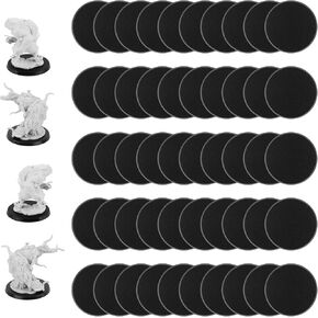 60Pcs Plastic Model Miniature Bases 40mm 50mm 60mm 75X42mm,4mm/0.16 Thick Circular War Figure Display Stands For Gaming Miniatures or Wargames Role Playing Board Game Figure Toy(60PCS-40&50&60&75X42mm-Mix Black)