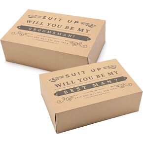 Pop Fizz Designs Best Man Box Gift | Best Man Gift Box Set | Will You Be My Groomsman? | Will You be My Best Man? | Kraft Style (Kraft, 6 Pack)