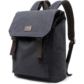 Vintage Canvas Backpack for Men Olive Green Rucksack Fit 15.6 inch Laptop Large Retro Flap Daypack for Casual Hiking Travel Commute