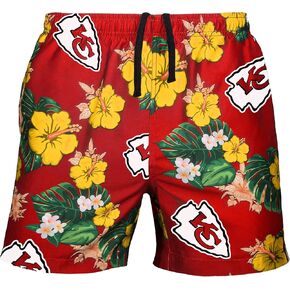 FOCO Men's NFL Team Logo Floral Hawaiian Swim Suit Trunks