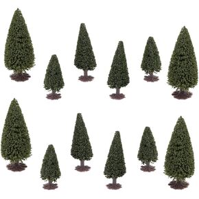 Beaupretty Miniature Trees 15PCS 1/100 1/150 1/200 Scale Trees Green Scenery Landscape Model Cedar Trees Miniature Landscape Scenery Railways Trees