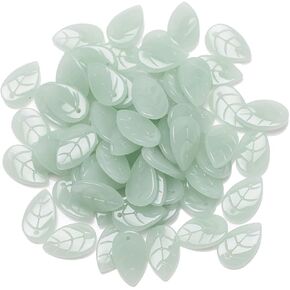 100pcs 10x18mm Leaf Glass Beads AB Color Leaves Crystal Beads Gemstone Charms Moonstone for DIY Lampwork Suncatchers Jewelry Making Ornaments (Green)