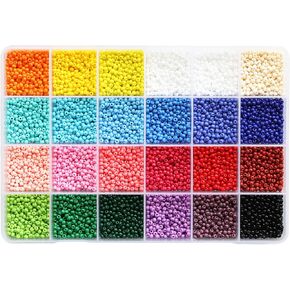 Bala&Fillic 6/0 Glass Seed Beads Transparent Silver Lined About 3000pcs in Box 24 Color Assortment 4mm Seed Beads for Jewelry Making