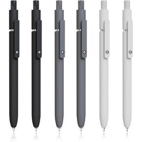 6 PCS Gel Als ، 0.5mm Point Point Black Bens مع الكتابة السلسة ، الأقلام الجمالية للمدرسة واللوازم المكتبية (Black Gray White)