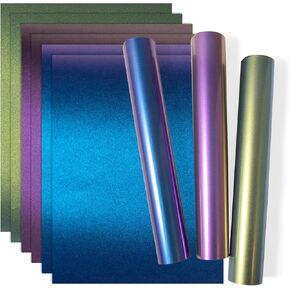 Chameleon HTV Iron on Heat Transfer Bundle 12 "× 10" 6 صفائح/لفائف الفينيل HTV للقمصان ، من السهل قطع الحديد على الفينيل ، من السهل نقل الحرارة فينيل
