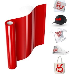 Red HTV Rolls, 12" x 20ft Red Iron on Vinyl for Shirts, Red Heat Transfer Vinyl Work with All Cutting Machine