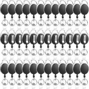 20 Pack Badge Reels Retractable ID Badge Holder with Carabiner Heavy Duty Badge Reel Clip and Key Chain for Work Office