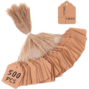 1000 PCS Price Tags with String,Actmuen 1.77 x 1.1 inches Hang Tags with String Attached,Name Tags for Bags Clothes Jewelry, Yard/Garage Sale Tags with String,Price Tags for Retail