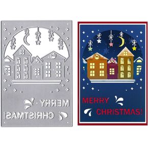 Hying Christmas Trees Cutting Dies for Card Making, Xmas Sleigh Die Cuts Christmas Words Dies Stencils Embossing Template for Craft Scrapbooking DIY Photo Album Decorations