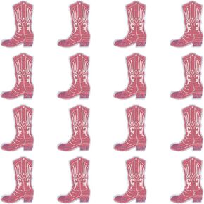 FINGERINSPIRE 16 PCS Cowgirl Boot Patch Pink & White Boots Embroidery Cloth Patch Iron on/Sew on Boots Applique Patches Embroidery Western Long Boot Appliques for Jeans Coat Bag Hat Shoes Decoration