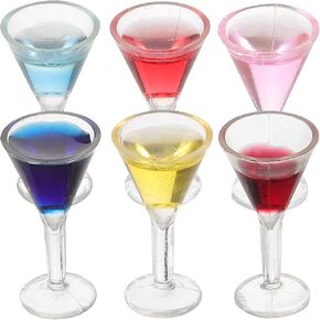 Hemoton 6 Pcs Dollhouse Cocktail Glasses 1:12 Miniature Sharp Cocktail Glass for Dollhouse Decors Kitchen Accessories Miniature Wine Glasses Miniature Goblet
