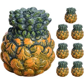 LOGOFUN 8pcs Artificial Miniature Pineapple Realistic Mini Pineapple Props Simulation Fruit Pineapple Model for Dollhouse Fruits Shop Photography Props