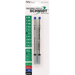 Schmidt 8126 Long Capless Rollerball Refill Fine Point 0.6mm, Blue, 2 Pack Blister (SC58124)