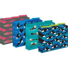 Barker Creek Designer File Folders Set of 12, Sea & Sky, Multi-Design, Reversible, Colorful Patterns Inside and Out, Letter Size, 1/3 Cut Tabs, 12-Pack, Home, School and Office Supplies (1377), Multi