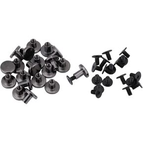 Screw Rivets, 20 Sets Rivets Bag Screws, Flat Head Brass Chicago Screws Black, Metal Stud for Belt Flat, Leather Rivets Kit 5mm 8mm Optional for Handle Bag Leather Craft(8mm)