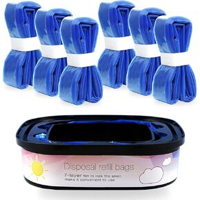6 Pack Jumbo 28 FT Cat Litter Refills Bags Compatible with Your Genie Standard, Plus,and XL+ Litter Disposal Refill Cartridge ( Including a Non-original cartridge + 6 pcs 28 FT Cat Litter Refills )