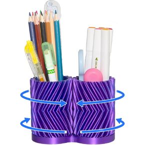 cobinaan Geared Pen Holder for Desk, Creative Rotating Pencil Organizer Pencil Cup for Desk, Unique Desk Accessories Decor for Home Office School