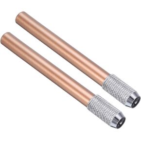 PATIKIL Pencil Extenders, 2Pcs Art Adjustable Metal Pencil Holder Lengthener Pen Sleeve for Short Pencil Crayon Colored Pencils Writing Desk Office, Silver