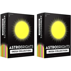 Astrobrights Mega Collection, Colored Cardstock, "Flourescent" 5-Color Assortment, 320 Sheets, 65 lb/176 gsm, 8.5" x 11" - MORE SHEETS! (91703)