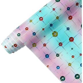 XHT 11.8"x54" Holographic Printed PU Faux Leather Shiny Heart Pattern Leather Fabric for Bows Earrings Craft