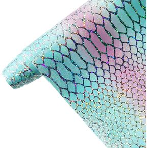 XHT 11.8"x54" Holographic Printed PU Faux Leather Shiny Heart Pattern Leather Fabric for Bows Earrings Craft