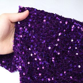 ShinyBeauty Black Sequin Velvet Fabric Glitter Fabrics by The Yard 3 Feet 1Y Glitters Soft Stretchy for Clothing Metallic Shimmer Material for Photo Booth Background Materials DIY Backdrop