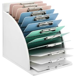 HULISEN Clipboard Holder, Wooden Clipboard Organizer with Raised Side Panel, Clipboard Storage Rack for Classroom and Office, Clip Boards not Included