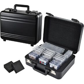 Graded Card Case with Individual Slots Storage Box, Trading Card Cases for Sports Cards with Combo Lock, PSA Slab Case for Graded Baseball Cards Storage, Graded Card Display Box X-Large