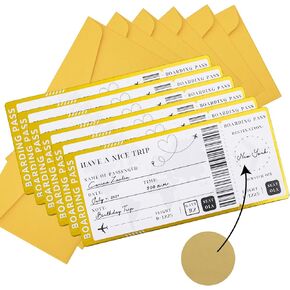 Boarding Pass Scratch-off Gift Ticket, Golden Travel Ticket Scratch-off Card with Envelopes, Unique Travel Gift Card, Scratch & Reveal Surprise Ticket for Valentine's Day,Birthday,Girlfriends