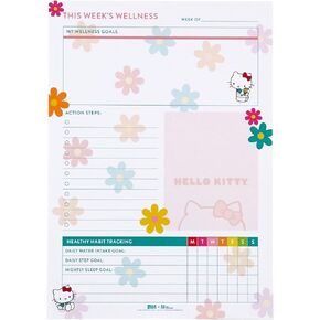 Erin Condren Hello Kitty Wellness Notepad. Notepad for Tracking Sleep, Nutrition, Activities, and General Health Tracking. 6" x 8.5". 25 Wellness Track/Record Sheets