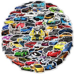 100 PCS Car Stickers Pack for Kids Teens Adults, Racing Car Stickers, Sports Car Racing Stickers, Waterproof Vinyl Car Stickers and Decals for Water Bottles Laptop Motorcycle Guitar Skateboard Luggage