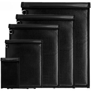 5 Pack Faraday Bags Emp Proof Bag, Extra Large Faraday Bag Included, Suitable for Phones/Laptops/Car Keys, Fireproof & Waterproof Faraday Bag for Anti-Theft Anti-Tracking RFID Signal Blocker Bag