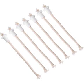 Oil Lamp Wick with Ceramic Holders, 7PCS Candle Wicks for Torch Wine Bottle Oil Candle Lamp Fiber Glass Heat Kerosene Wicks White Replacement Wicks