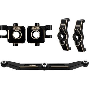 INJORA Brass Steering Blocks Knuckle, Steering Link and Caster Blocks C-Hubs Set for TRX4M 1/18 RC Crawler Upgrade Parts, Black
