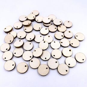 60 Pcs Wood Circle Stud Earring Blanks 1/2" Laser Cut Shapes (Hole)