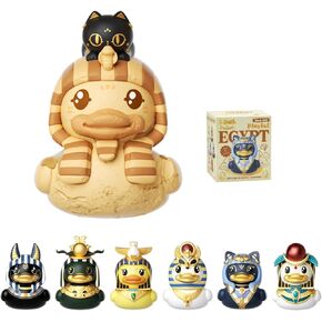 B.Duck x British Museum Blind Box, Egyptian God Collectible Duck Figurines Series,Home Decorations, Holiday Birthday Gifts (B.Duck x Bastet Series, Single Box)