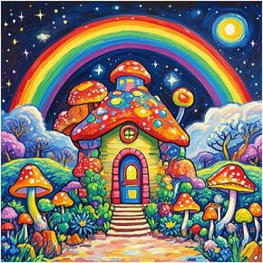 hill froeistung Mushroom House Diamond Painting Kits for Adults, Starry Sky Diamond Art Kits for Beginners, 5D DIY Full Drill Round Gem Art, Paint with Diamond Beads Craft Home Wall Decor 12x12 inch