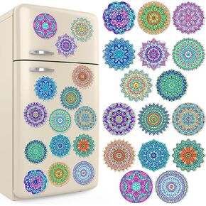 Umigy 16 Pcs Diamond Painting Kits Mandala Diamond Art Magnet Kits Boho Fridge Refrigerator Magnet Art Painting Stickers Decals for Adults DIY Home Decor Crafts Gift
