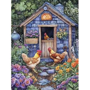 Kaliosy 5D Diamond Art Kits for Adults Farm Chick by Number Kits, Diamond Painting Art Animals DIY Full Drill Crystal Craft Cross Stitch Embroidery Decoration (12x16 inch) 30x40 cm
