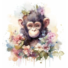 PFFNGPEN Diamond Painting Kits for Adults, 5D DIY Animal Diamond Art Kits for Beginners, Full Drill Round Diamond Art for Home Wall Decor, Monkey, 12x12 inch