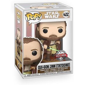 Pop Star Wars - Qui-Gon Jinn (Tatooine) Limited Edition Exclusive Vinyl Figure Collectibles Bundle with Compatible Funko Box Protector