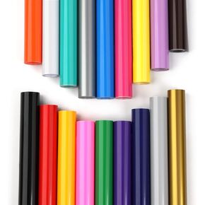 HTVRONT Permanent Vinyl Roll, 12" x 3FT Multi-Color Permanent Vinyl for Cricut, Silhouette - Easy to Weed & Transfer, 18 Rolls Adhesive Vinyl Roll for Indoor & Outdoor Decal